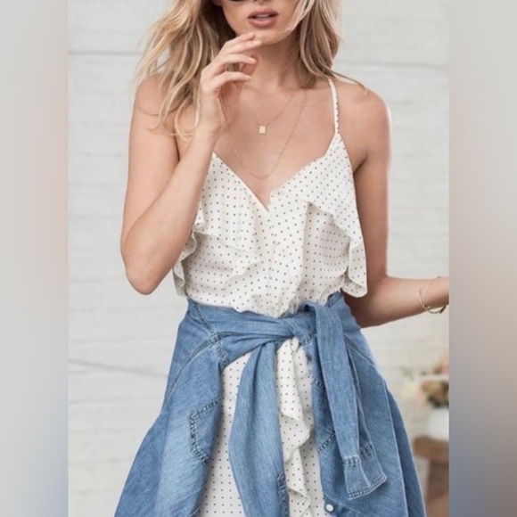 Victoria’s Secret Slip Dress Night Gown Satin Ruffled M Cream Polka Dots - Picture 8 of 9